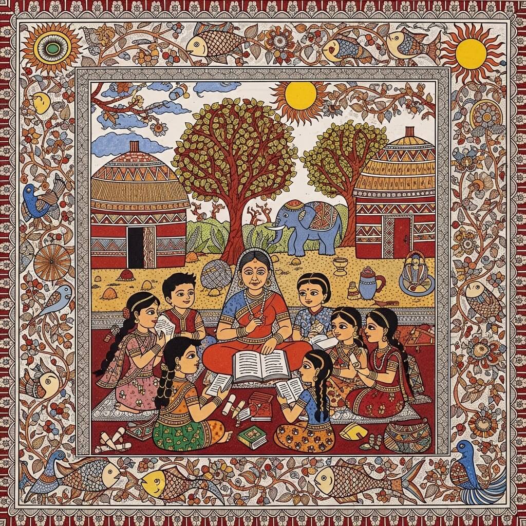 Mithila painting — sacred geometry